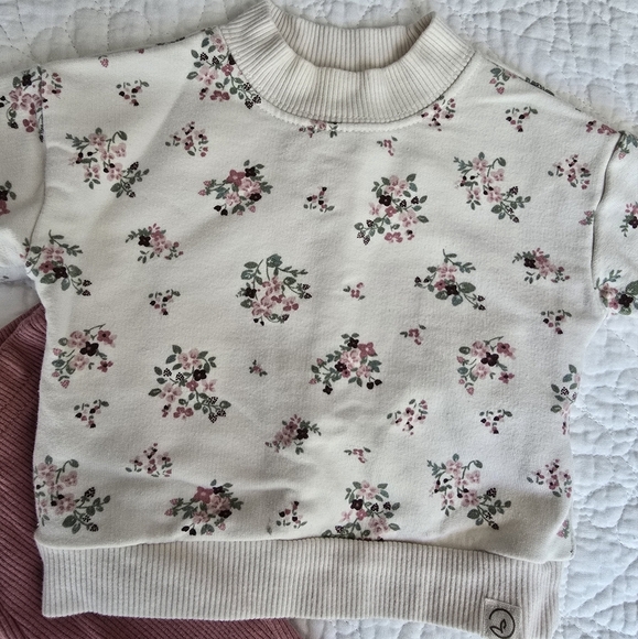 Carter's Little Planet Organic Cotton 2 PC FloralPullover And Pants Set Newborn - Picture 2 of 11